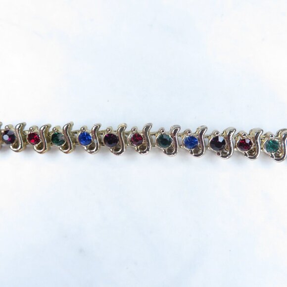 Multicolor Stones on a Gold Tone Bracelet - Picture 5 of 12